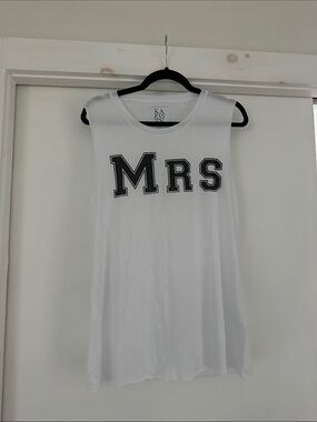 Zoe Karssen White MRS wedding  Tank with Black Trim NWT sz L